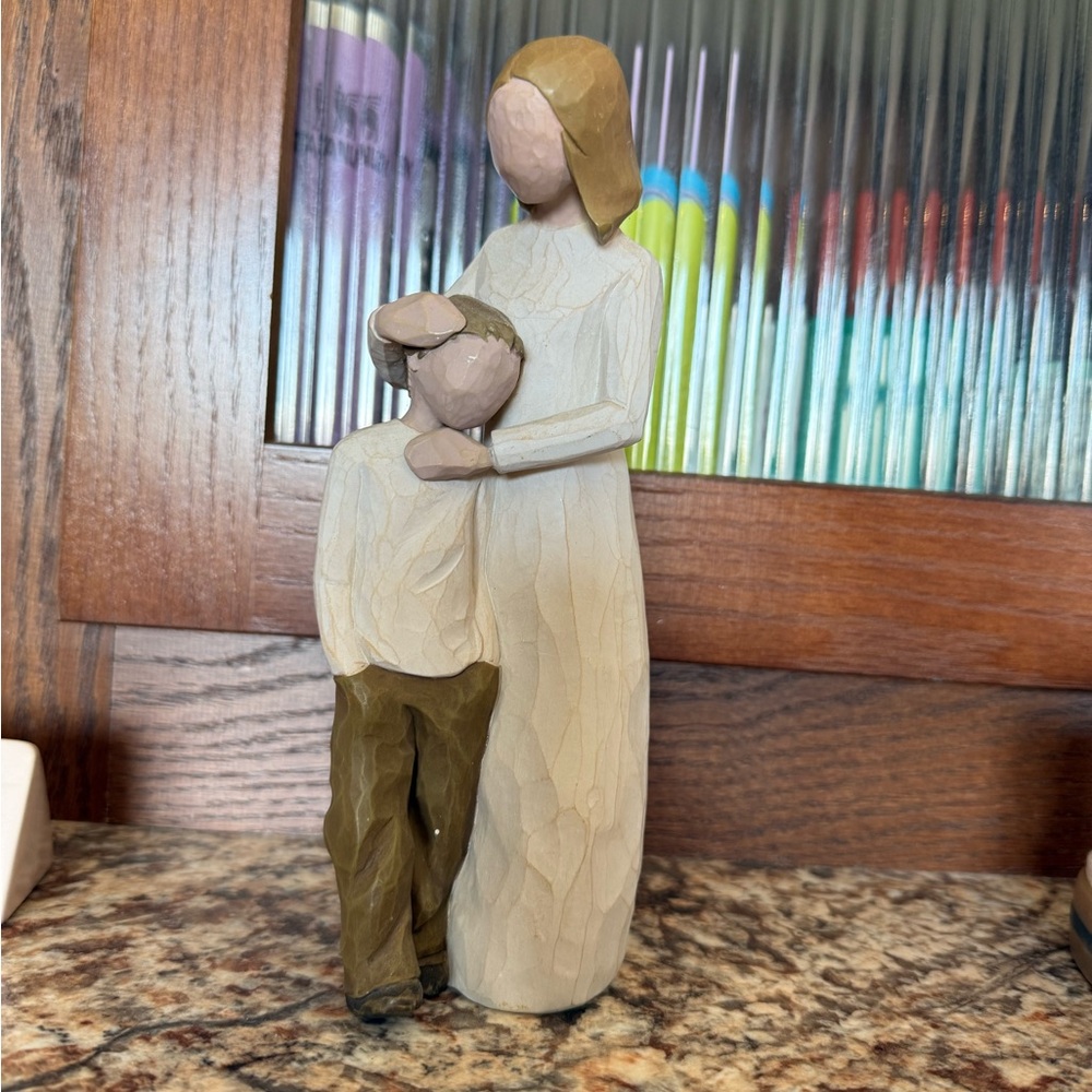 Willow Tree Embrace Sculpture in Cream and Brown